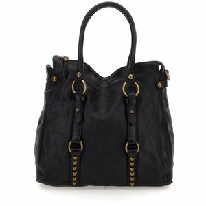 Elegant Black Leather Tote Bag